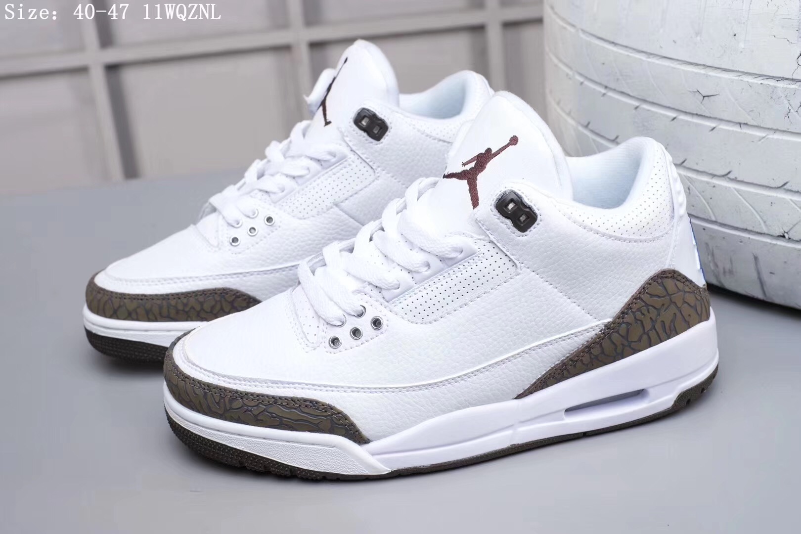 Men Air Jordan 3 Retro White Brown Shoes - Click Image to Close